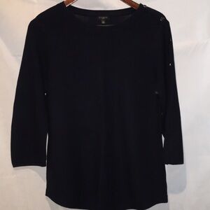Talbots Petite 3/4 Sleeve Dark Navy Sweater Top | Size LP